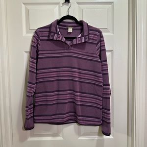 Duluth Trading Co long sleeve snap neck fleece pullover purple stripe size small